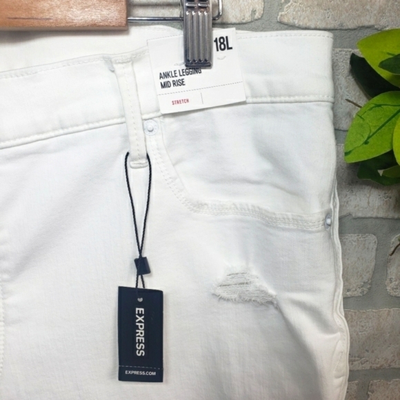 EXPRESS Mid Rise Stretch Ankle Leggings White Size 18L - Picture 6 of 9